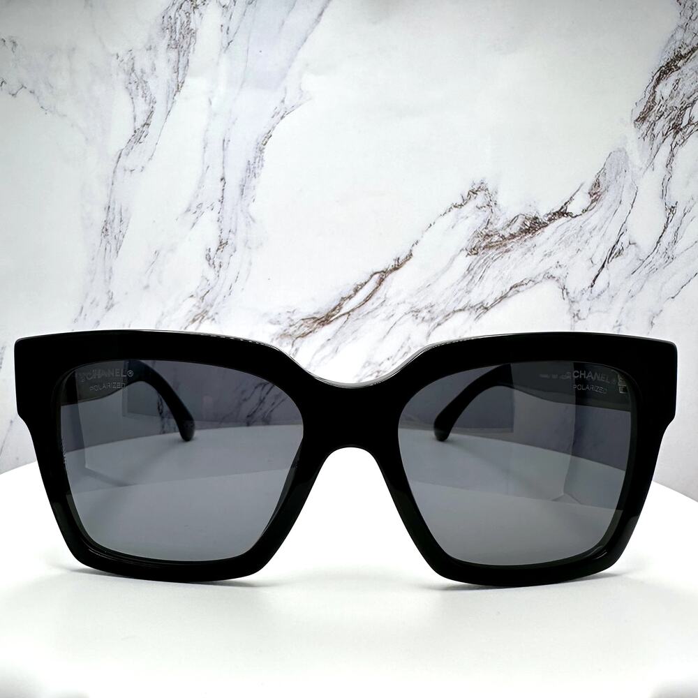 New CHANEL Sunglasses Black Butterfly Gold Polarized Gray Lens - Picture 3 of 16